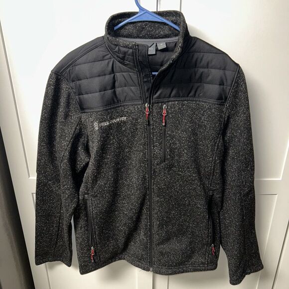 Free Country Men's Softshell Zip Up Sweater Jacket Coat Size M‎ Black/Gray - Picture 1 of 6